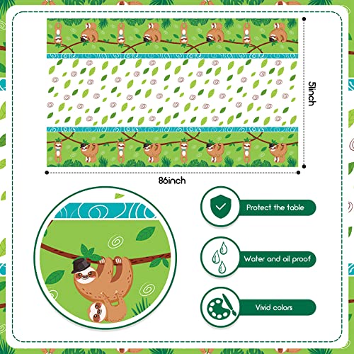 Moukeren Sloth Tablecloth Sloth Birthday Party Table Cover Plastic Disposable Sloth Table Covers For Girls Sloth Party Decorations Supplies, 86 X 51 Inches(2 Pieces) #TOP1