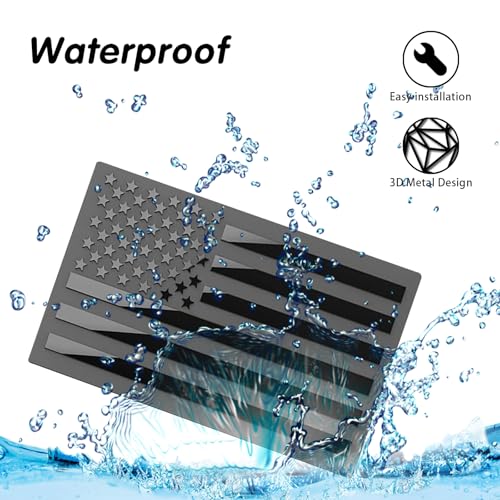 Image of Damwot 2PCS American Flag Emblem Decal Stickers, 5 inch x 3 inch American Flag Stickers, 3D Bumper Decals, Auto Fender Badge, Universal for Car, Truck, SUV, Motorcycle, Laptop (Black)