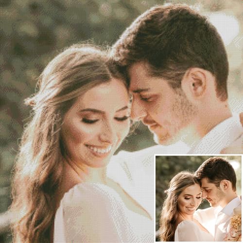 LMQJDZ Diamond Painting Personalizado, Foto Personalizada DIY 5D Completo Diamond Painting Arte Embroidery Manualidades de Mosaico Kit, Regalos para Decoración del Hogar, Diamante Redondo 30x30cm
