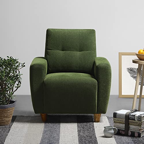 Image of Sleepyhead Yolo Designed by Duroflex - 1 Seater Sofa |Premium Fabric, Plush 3 Layer Cushioning |Modern Buttonless Tufted & Anti-Sag Comfort |Stylish & Durable |3 Years Warranty - Avocado Green