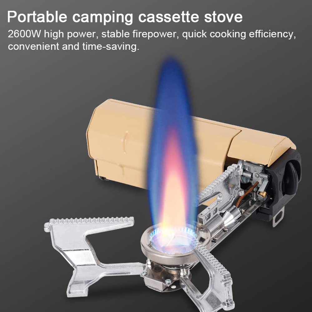 Réchaud De Camping Portable 2600W Avec Brûleurs Réglables – Pliable, Allumage Auto, 2 Adaptateurs Inclus – Pour Barbecue, Voyage Et Plein Air