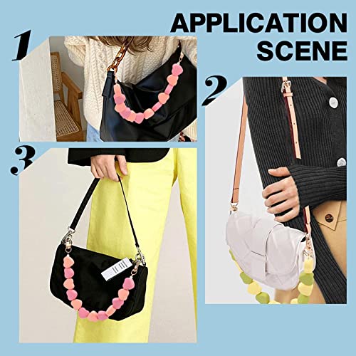 Image of GORGECRAFT 2 Colors Bag Chain Extender Heart Beaded Purse Strap Love Tote Handles Replacement Snap Purse Cross Chain Shoulder Belt Flat Clutch Accessories Bag Practical Rope Acrylic Bead Bag Straps