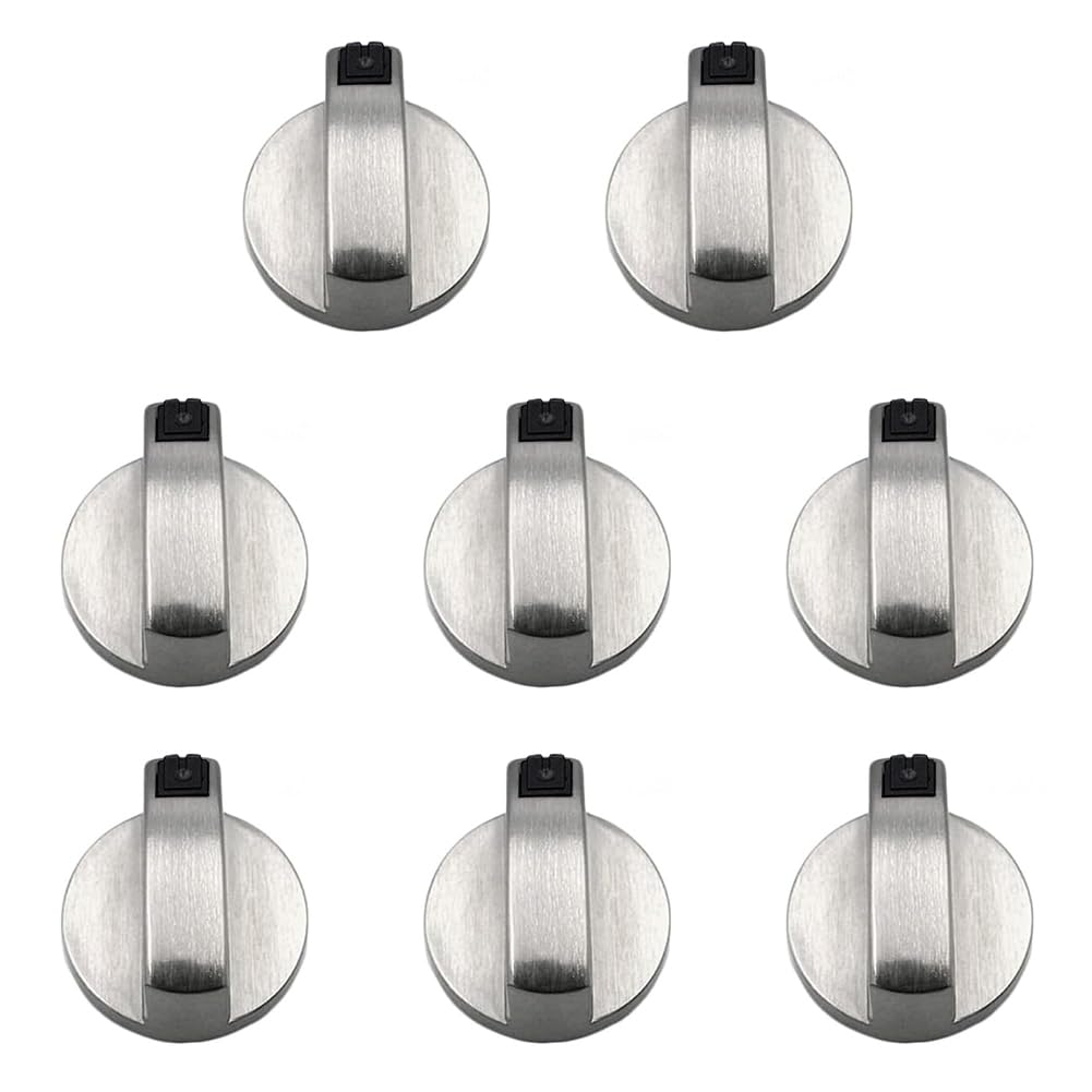 8 PCS Boutons de Cuisinière, 6 mm Boutons de Commande de Brûleur, Interrupteur de Gamme de Gaz Rotatif en Métal pour le Remplacement de la Commande de la Machine de Table de Cuisson