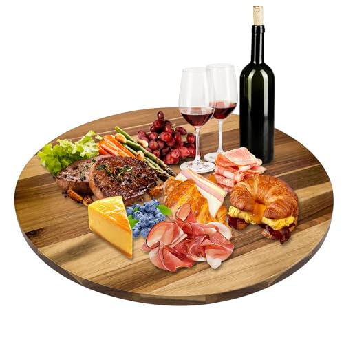 30'' Acacia Wooden Lazy Susan with 360 Rotation for...