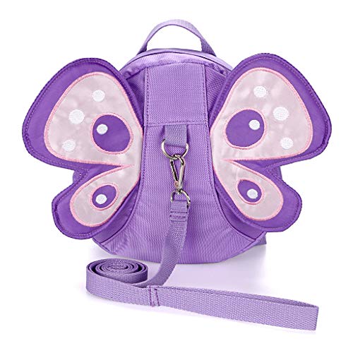 Image of Hipiwe Baby Anti-Lost Backpack Butterfly Walking Safety Belt Harness Toddler Reins Strap with Leash (Purple)