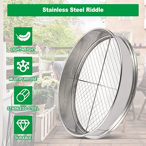 Patioer Garden Potting Mesh Sieve Sifting Pan - Stainless Steel Riddle - Mix Soil Filter - With 4 Interchangeable Mesh Sizes (3, 6, 9, 12Mm) #TOP3