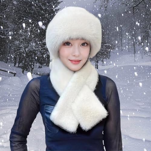 Fuzzy Sherpa Hat for Women Faux Fur Scarves Fall Winter Thicken Thermal Soft Cozy Accessory Fashion Warm Accessory2