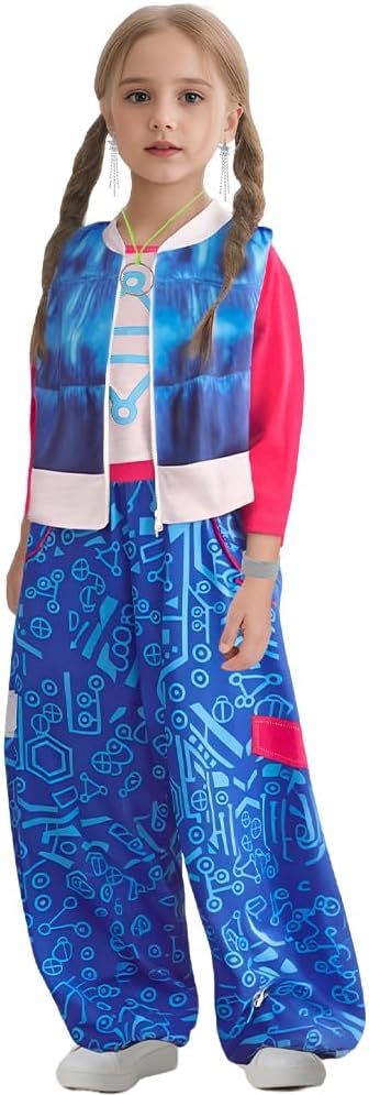 VORLITS Vampires Cheerleader costume for Girls Outfit zombies 4 costume blue Kids Halloween Cosplay 3PCS 3-12Y - Image 6