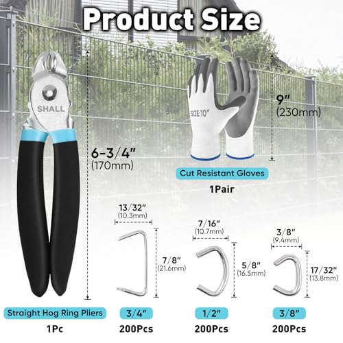 Shall Hog Ring Pliers Kit With 600Pcs Galvanized Hog Rings thumb #3