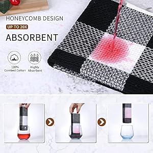 100% Cotton Waffle Weave Kitchen Towels, 13 x 28 Inches, Super Soft and Absorbent Buffalo Check Dish Towels for Drying Dishes, 4-Pack, Black & White 100 Cotton Waffle Weave Kitchen Towels 13 x 28 Inches Super Soft and Absorbent Buffalo Check Dish Towels for Drying Dishes 4 Pack Black White