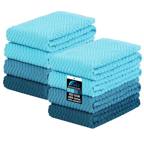 Image of 100% Cotton Kitchen Dish Towels Set, 16 inch x 25 inch Super Absorbent and Soft Kitchen Towels, Pack of 8 Dish Cloths for Drying Dishes (400 GSM)