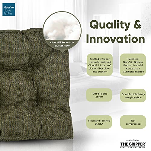 Klear Vu Tyson Gripper Universal Non-Slip Overstuffed Polyester Dining Chair Cushion, 4 Count (Pack Of 1), Green 4 Pack #TOP2