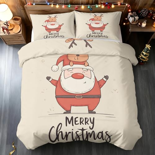 Parure de lit Père Noël reversible confortable avec fermeture éclair - 2