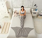 Coroler Mermaid Tail Queen Blanket with Scale Patterns, 70.8-Inch-by-31.5-Inch - Grey