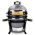 London Sunshine Ceramic BBQ Charcoal Kamado Grill 13 inch Portable Tabletop BBQ Bright Gray