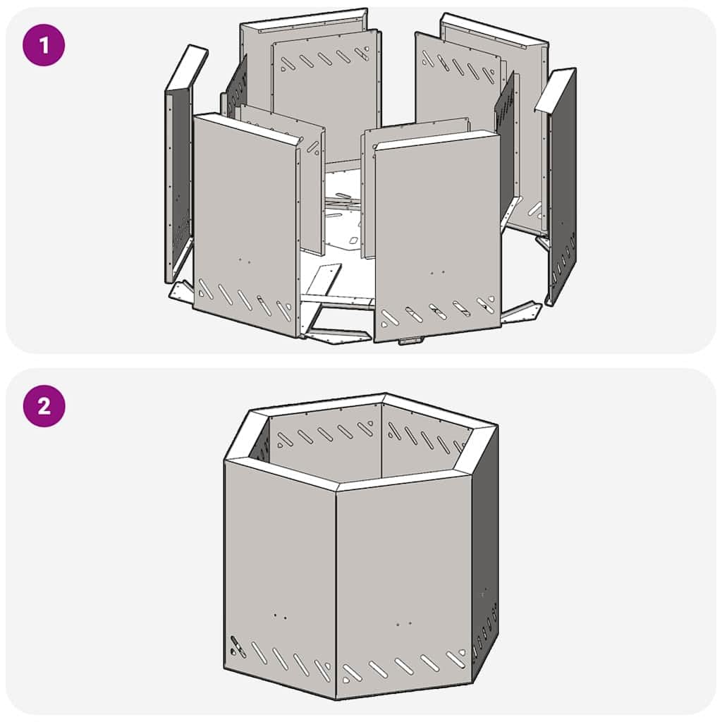 Rauchfreier Feuerkorb Schwarz aus Stahl 58 x 58 x 51 cm, Outdoor Garten Terrasse Kaminofen für gemütliche Wärme und stilvolle Flammen, ideal für Terrasse und Innenhof Ambiente