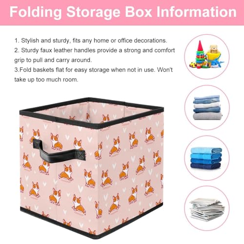 Boîte de rangement pliable motif Corgi avec poignées solides