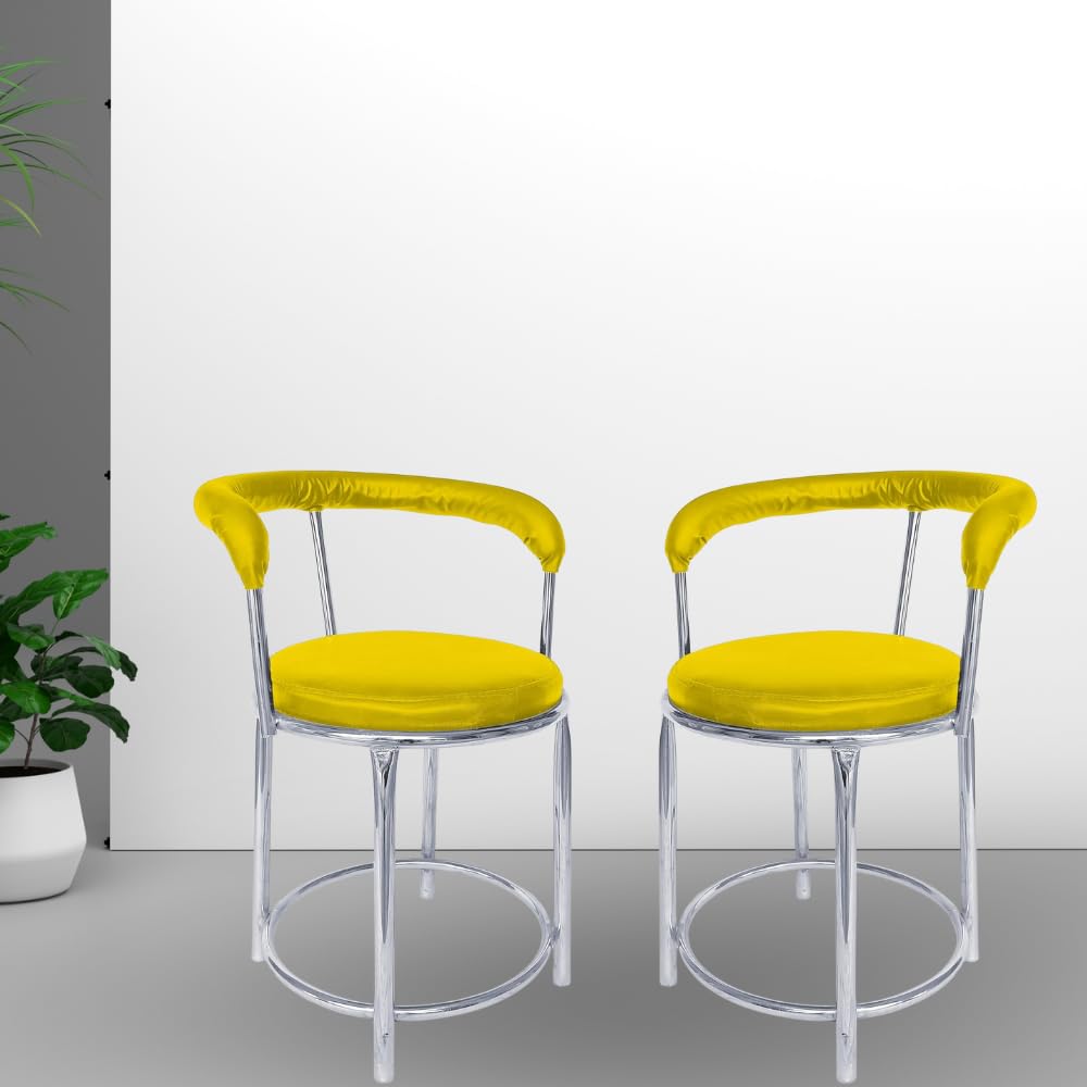 173 Multipurpose Bar Stool With Back & Footrest |Comfortable Cushion Seat With Chrome Steel Frame |Modern Bar Chairs for Home/Cafe/Shop | Ideal Dining Chairs For Kitchen (Set of 2,Yellow)-image-12