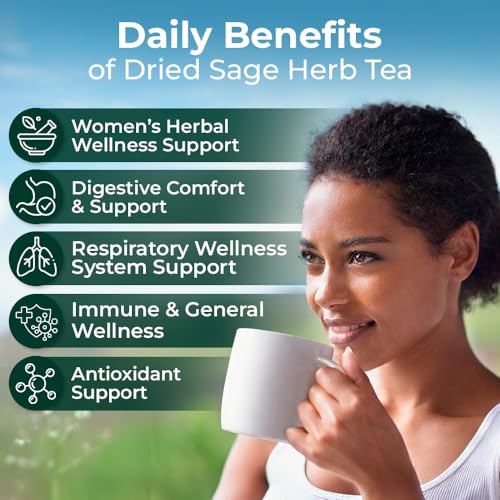 Image of 50 Bags Dried Sage Herb Herbs Tea (Salvia Officinalis) - 50 Count Tea Bags Salvia Sage