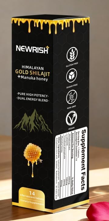 Shilajit Effervescent Tablets, Himalayan Shilajit with Ashwagandha Gokshura, Fulvic Acid & 85+ Trace Minerals, Non-GMO, No Added Sugar, 30 Counts for Men & Women