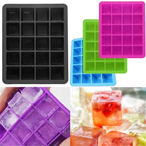 PIXNOR 2 bandejas de cubo de gelo de silicone, 20 cavidades, formas quadradas, formas de chocolate e