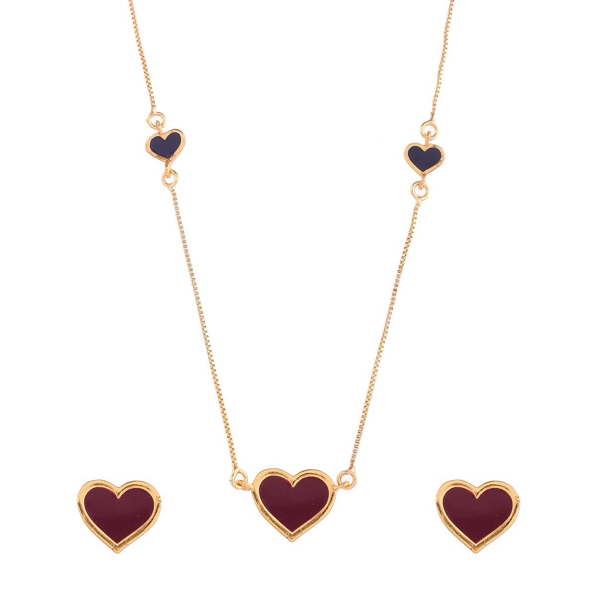Valentine's Day Collection Deep Red Enamel Heart Pendant Set|Valentine Gift For Her|Gift For Wome|Gift For Her|-image-35