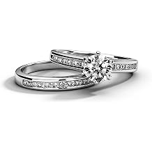 Classic 1.5CT 925 Sterling Silver Engagement Rings for Couples Sets Wedding Eternity Bridal Band Ring Set Simulated Diamond Stackable Halo CZ Cubic Zirconia Anniversary Princess for Women Size 9
