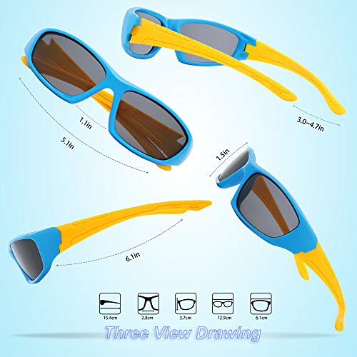 image for RIVBOS Sunglasses for Kids Polarized with Strap Rubber Flexible Shades