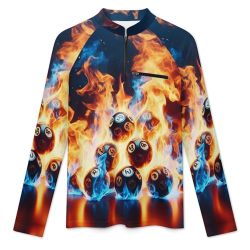 Lottery Balls on Flames Men's Sun Protection Shirts UV SPF UPF 50+ Long Sleeve Rash Guard Lightweight3