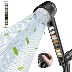 High Pressure Shower Head, Filtered Shower Head with Handheld, Detachable Shower Head Showerhead with Filters for Hard Water – 60″ Hose, Bracket Remove Chlorine