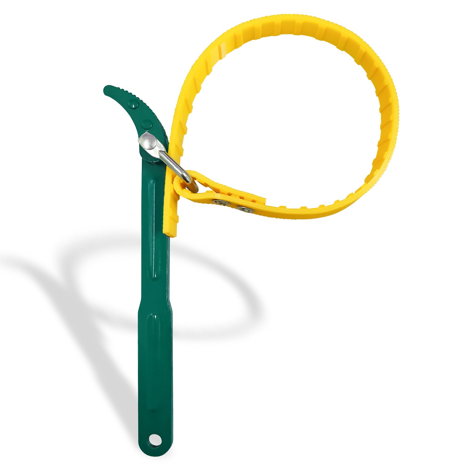YIHANGYE Strap Wrench 12 Inches, Water Filter Wrench Steel Handle Adjustable Strap Wrench for Replacing Water Filter, PVC Pipe Joints, Oil Filter, Swimming Pool Connection (Green Handle, Yellow Strap)