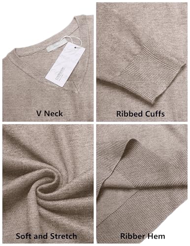 Image of COOFANDY Mens Casual V Neck Sweater Knit Slim Fit Long Sleeve Pullover Top