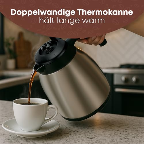 Clatronic® Kaffeemaschine mit Thermokanne | inkl. 2 Thermokannen je 1 Liter | Kaffeeautomat für 8-10 Tassen Filterkaffee | Tropfstopp & Auto-Abschaltung | Filtereinsatz herausnehmbar | KA 3328 schwarz – Bild 4