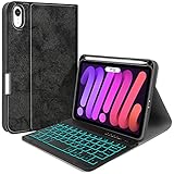 Backlit Keyboard Case for iPad Mini 6th Generation 2021 - Wireless Magnetic Detachable Backlight Keyboard Thin Slim Smart Folio Stand Tablet Cover Case with Pencil Holder for 8.3' iPad Mini 6, Black