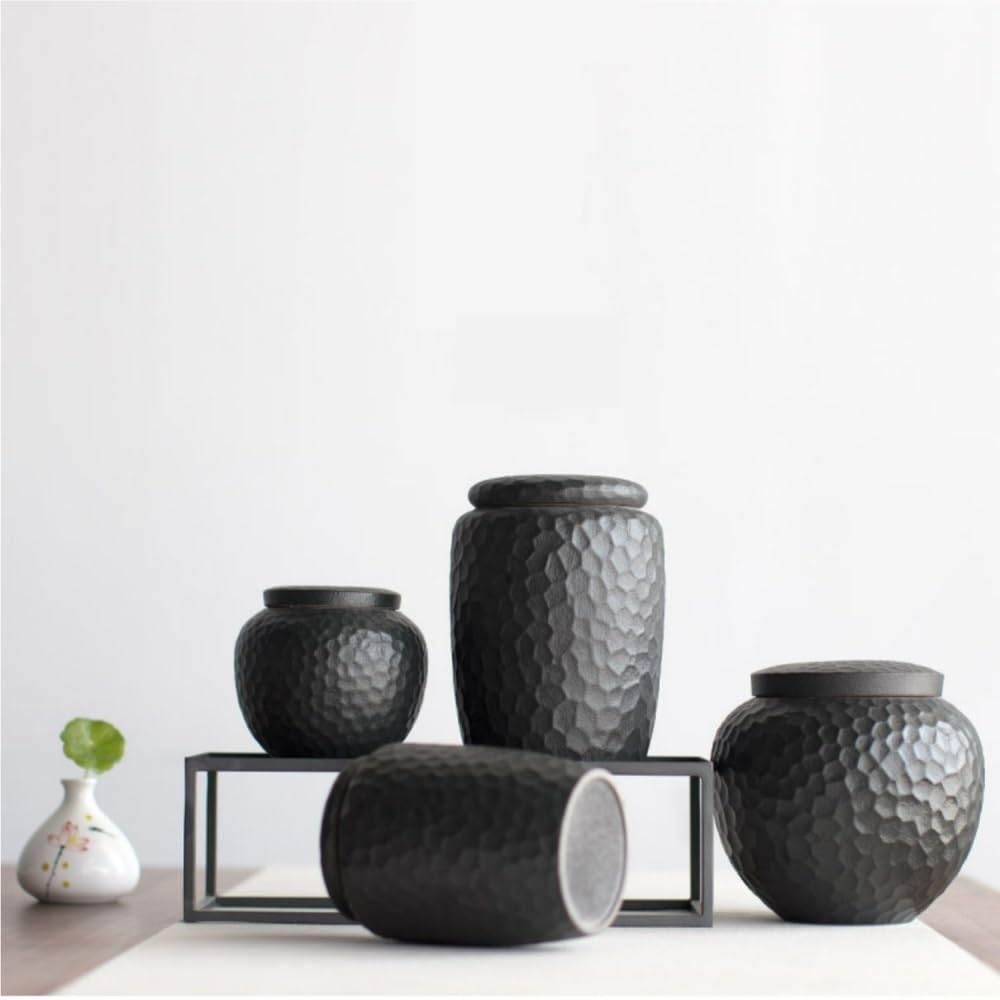 XYNSNDB Teedose mit Hammermuster, große Tee-Vorratsdose, Keramik, Zuhause, Küche, Nüsse, Kaffeekorn, versiegeltes Glas, tragbarer Teebehälter, Glas, Teedose (A, M)