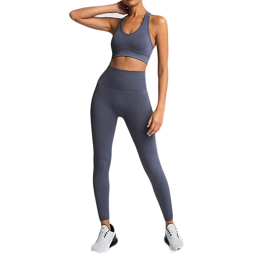 Two Piece Workout for Women - Short Sleeve Crop Tops + Pants Sports Yoga Workout Jogging Outfits Set - NIBBER Sport