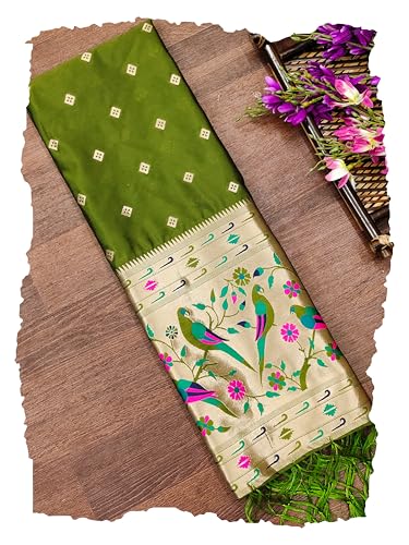 Image of DEVANGI Women's Woven Paithani Banarasi Silk Dupatta /Chunni For Women, Floral Print 1 Meter Wide and 2.3 Meter Length Printed Designer Dupatta /Chunni For Girls