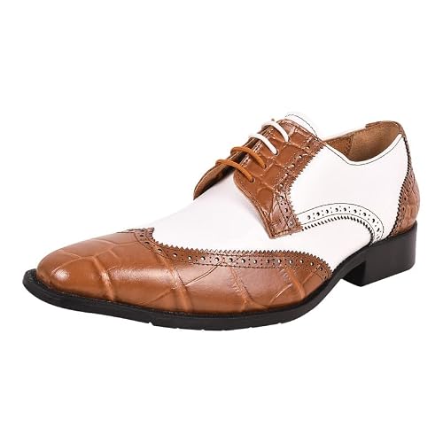 Libertyzeno Mens Crocodile Print Genuine Leather Dress Shoes 747 White Tan 11 #TOP20