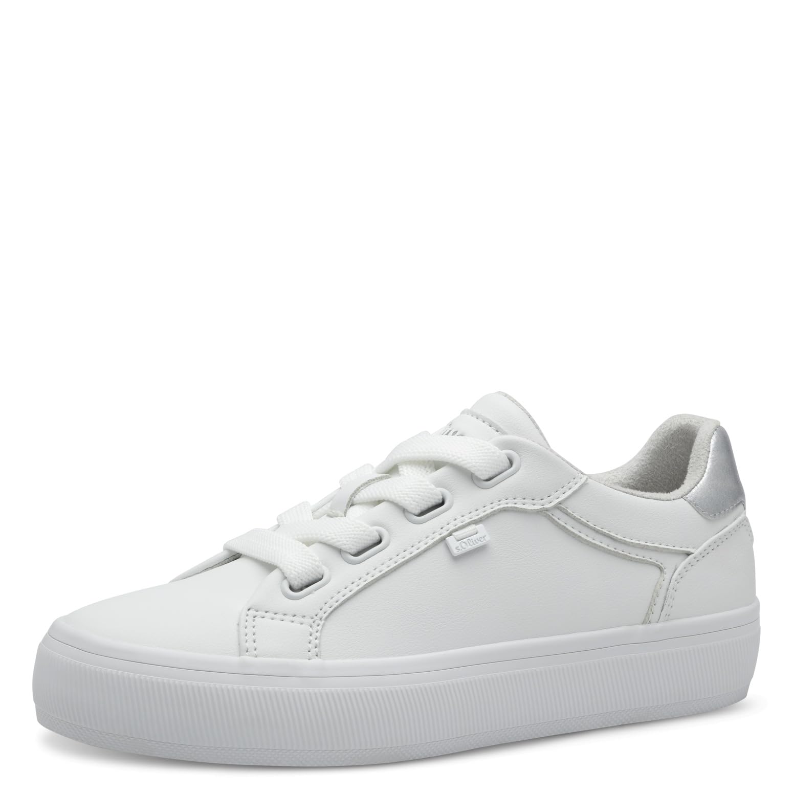 s.Oliver Women's Flat Trainers with Laces, Low Top, White, 37 EU