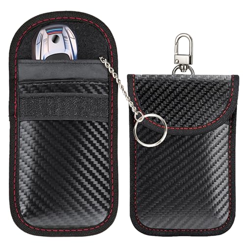 BFXM 2 Pcs Faraday Bag for Car Keys, RFID Signal Blocking Pouch, Anti-Theft Key Fob Protector, Cell Phone Signal Blocker Case, Car Key Fob Cage (Medium)