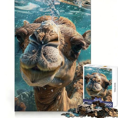 Rompecabezas de 1000 Piezas para Adultos con diseño de Camellos y mar Agudeza Mental,Tiempo Libre Consciente,Ajuste preciso, (38x26cm)