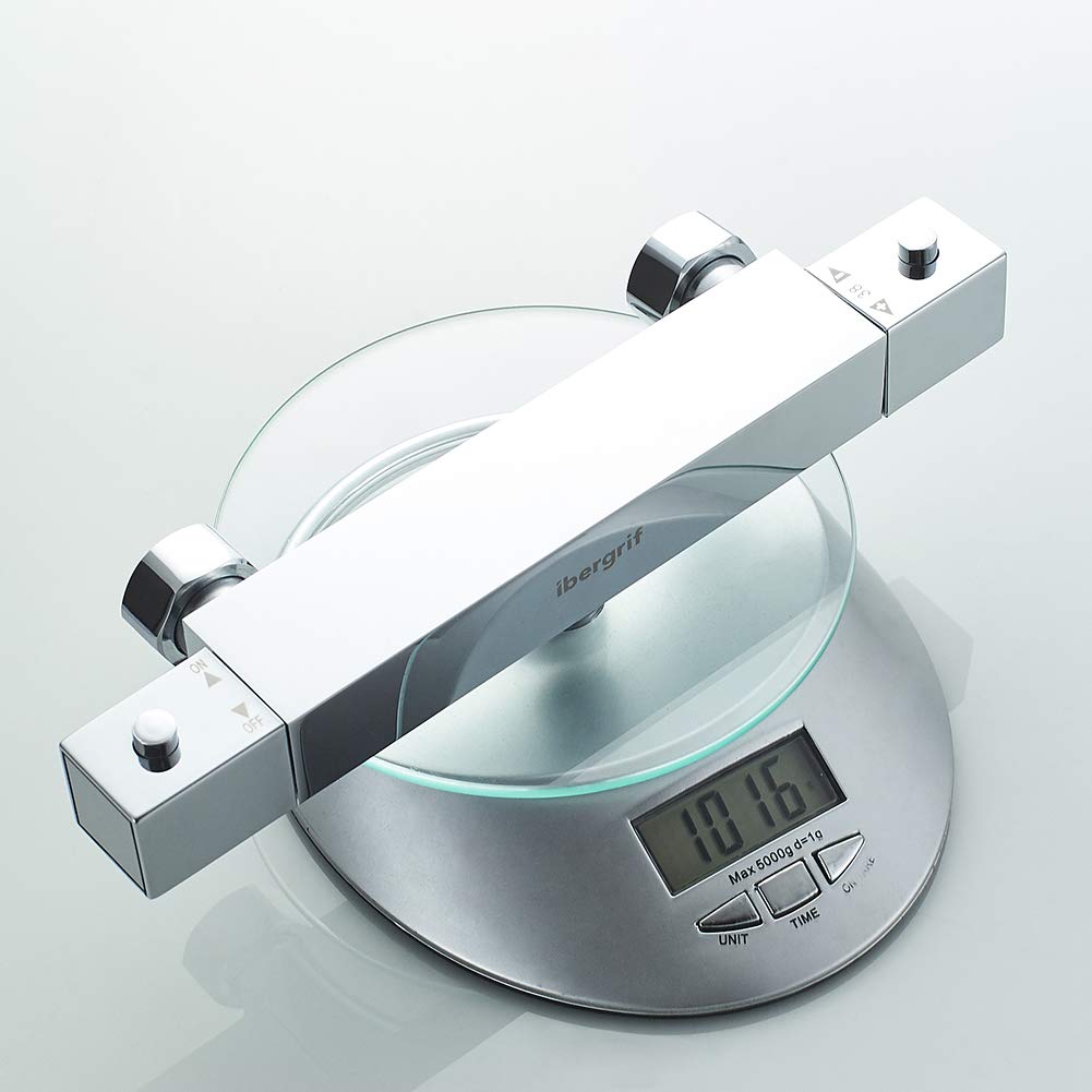 Ibergrif, M21807-1 Termostato Cuadrado, Grifo Termostático para Ducha, Plata