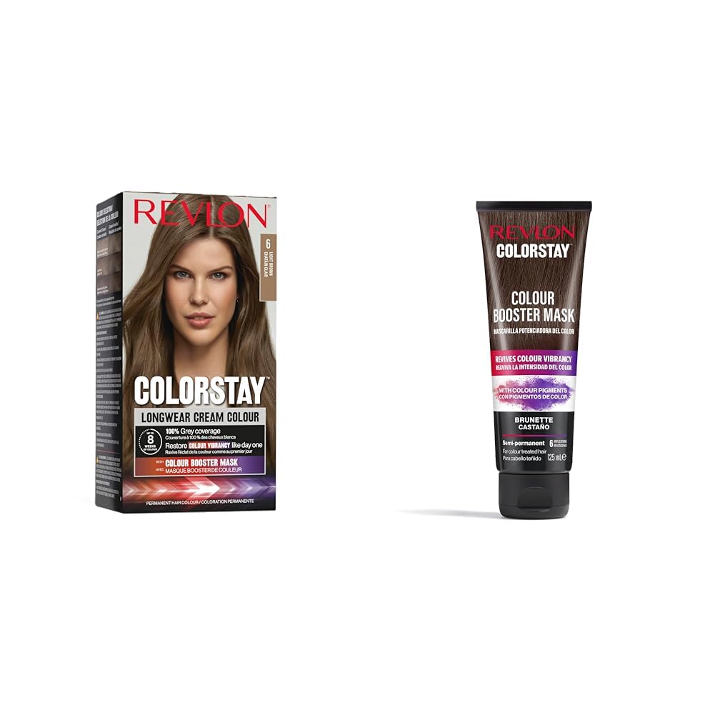 REVLON Colorstay Tinte Pelo Mujer, Coloración Permanente de Larga Duración, Tono 6.0 Rubio Oscuro + Mascarilla Potenciadora del Color, 125ml Tono Castaño
