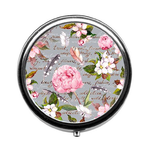 Qien BaiSei Peony Flowers Pill Box/Pill caseRound Pill Box/case Three
