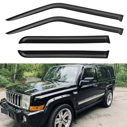 Image of Window Visors Rain Guards for 2006-2010 Jeep Commander, Out-Channel Window Vent Wind Deflectors Visors Shades for 06-10 Jeep Commander