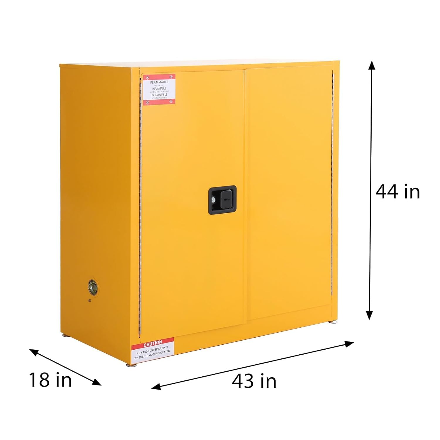 GAOMON 45 Gallon Flammable Safety Cabinet, Yellow Steel Industrial Cabinet for Flammable Liquid Storage, Fireproof Double-Wall Design, 2 Adjustable Shelves, Manual Close Doors, OSHA Compliant (30 Gal)