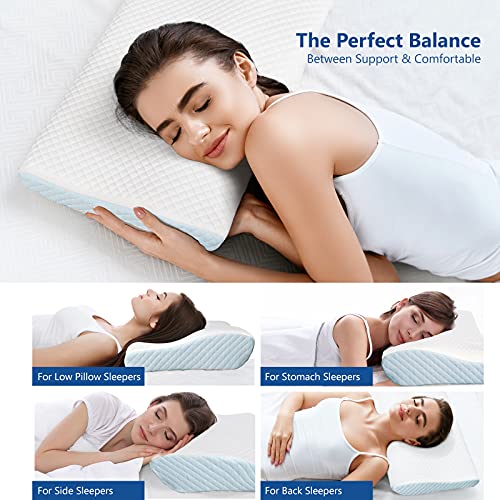 Image of ZAMAT Memory Foam Pillow for Neck Pain Relief, Adjustable Ergonomic Cervical Pillow for Sleeping, Orthopedic Neck Pillow with Washable Cover, Bed Pillows for Side, Back, Stomach Sleepers