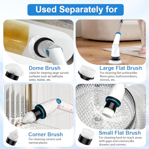 Image of Supvox Electric Spin Scrubber 4Pcs Replacement Scrub Brush Heads | Electric Cleaning Brush Attachments | Flat Round /Dome /Cone Electric Spin Scrubber Attachments Universal Rotary Scrub Head