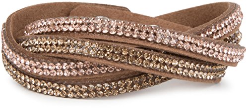 styleBREAKER Bracelet Souple avec Strass, élégant Bijou pour Bras avec des Pierres Brillantes, Bracelet enroulé, 2x2 rangées, Femmes 05040004,...