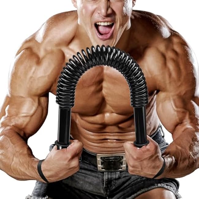 Power Twister Bar, 44 lb Upper Body Strength Training Bar, Heavy Duty Arm Builder for Chest Shoulder Forearm Bicep and Arm Strengthening Workout Equipment, Black